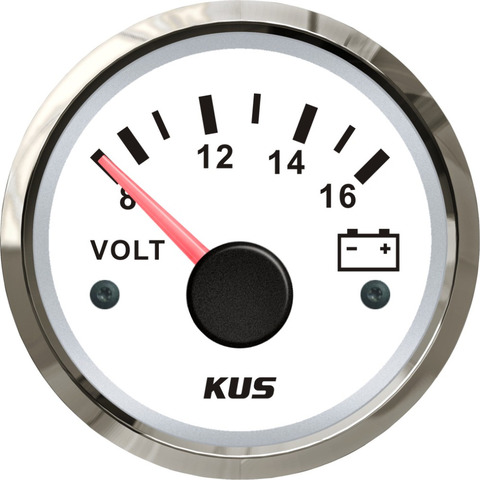 Универсальный вольтметр KUS, измеритель напряжения для гоночных автомобилей, 8-16 В, с красной и Желтой подсветкой, 52 мм ► Фото 1/6