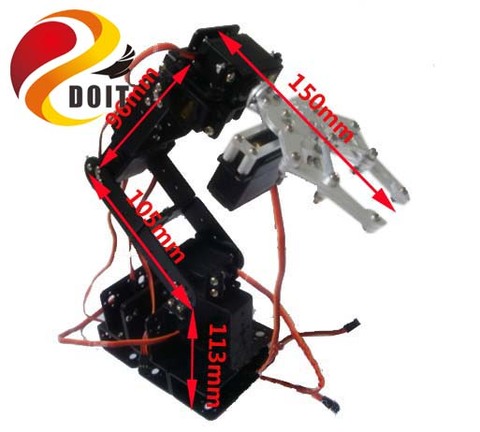 DOIT 6 DoF Robot Arm + механический коготь + металлическое основание, металлический механический ручной манипулятор, сервопривод с высоким крутящим ... ► Фото 1/6