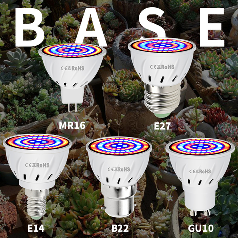 Фитолампа B22, гидропонная лампа E27, светодиодная лампа для выращивания растений MR16, УФ-лампа полного спектра E14, лампа для ускорения роста GU10 ► Фото 1/6