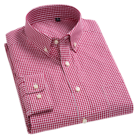 Мужская рубашка из 100% хлопка, Повседневная рубашка в клетку, из ткани Оксфорд, с эффектом потертости, высокого качества ► Фото 1/4
