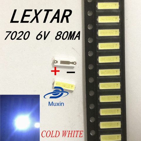 Lextar LED подсветка 1W 7020 6V холодный белый 80LM LCD подсветка для ТВ приложения 50 шт ► Фото 1/2