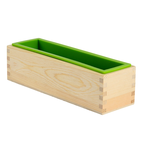 Силиконовая форма для мыла, прямоугольная Гибкая форма с деревянной коробкой для инструментов ручной работы «сделай сам» ► Фото 1/6