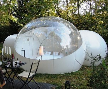 Двухкомнатная прозрачная надувная пузырьковая палатка с туннелем, 5 м, для продажи, китайский производитель, надувные палатки для неровной ... ► Фото 1/6