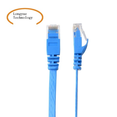 Медный провод CAT6, плоский сетевой кабель UTP Ethernet RJ45, черный/белый цвет, 0.25m1.5ft1m 2M 3m10ft 5m10m15m20mPure ► Фото 1/6