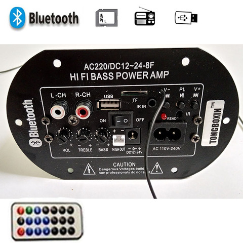 Плата усилителя, 2,0 канала DC 12 В AC 220 В 30 Вт аудио Bluetooth усилитель USB dac FM радио TF плеер сабвуфер DIY усилители ► Фото 1/6