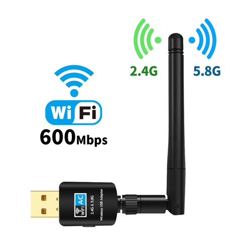 Горячая Распродажа 600 Мбит/с USB Wi-Fi адаптер 5,8 ГГц + 2,4 ГГц USB Wi-Fi приемник беспроводная сетевая карта usb Wi-Fi высокоскоростная антенна Wi-Fi адаптер ► Фото 1/6