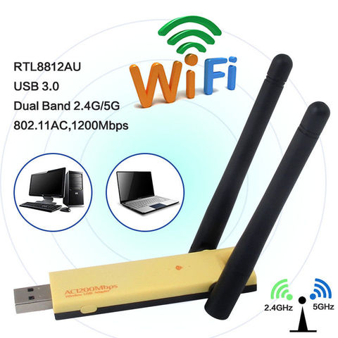 Realtek RTL8812AU/RTL8812BU двухдиапазонный 1200 Мбит/с беспроводной USB WiFi сетевой адаптер Антенна ► Фото 1/6