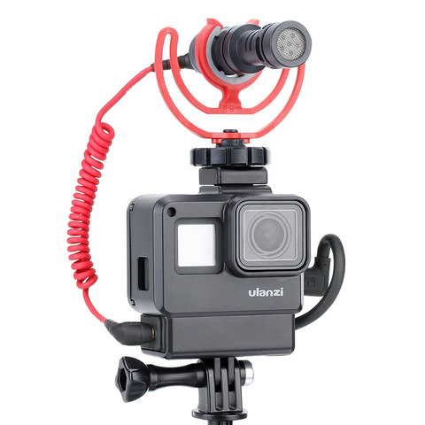 Оригинальный чехол-адаптер ULANZI V2 для Vlog Gopro Hero 7 6 5, пластиковый корпус с удлинителем для микрофона, крепление для холодной обуви ► Фото 1/6