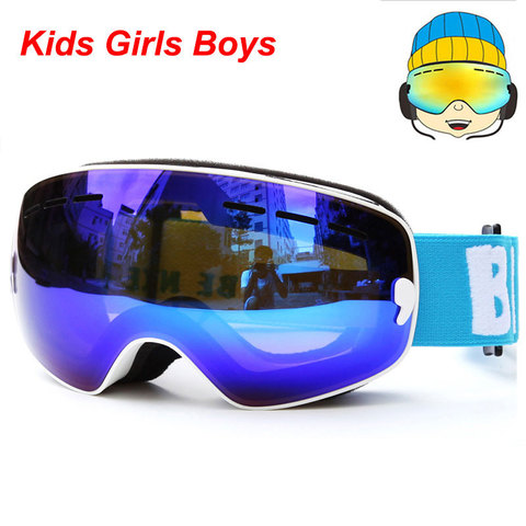 Незапотевающие очки для сноуборда UV400, Детские лыжные очки с двойной линзой, лыжная маска, зимние очки для девочек и мальчиков, очки для детей 4-15 ► Фото 1/6