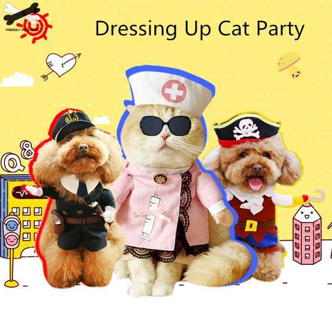 Забавная одежда для кошек, пиратский костюм, одежда для кошек, костюм корсара, одежда для Хэллоуина, наряд для кошек, костюм для вечеринки 23 ► Фото 1/5