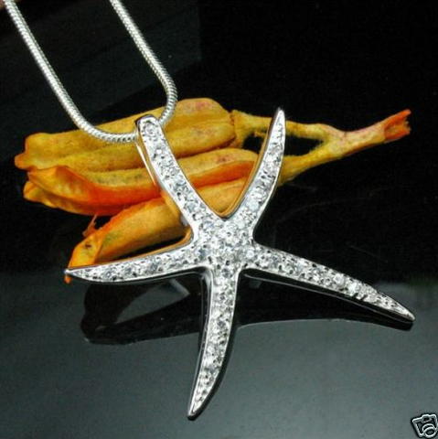 Цепочка с подвеской в виде морской звезды с большим кристаллом S925 ► Фото 1/1