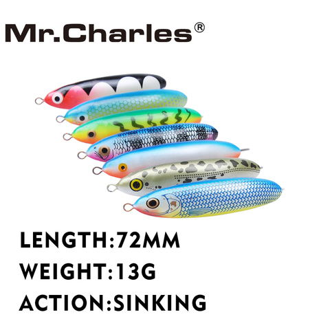Mr.Charles MR01 72 мм/65 мм 13 г/9,5 г погружная приманка-карандаш для подледной рыбалки, искусственная плавающая приманка для подледной рыбалки, жестка... ► Фото 1/5