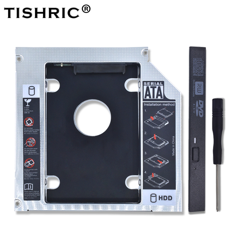 Алюминиевый переходник TISHRIC для установки второго жесткого диска 12,7 мм SATA 3,0 Optibay, корпус для DVD-адаптера, чехол для 2,5 SSD-накопителя для ноутбу... ► Фото 1/6