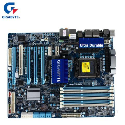 Gigabyte материнская плата для Intel X58 DDR3, USB3.0 24 ГБ SATA III LGA 1366 X58A UD3R, настольная системная плата, б/у ► Фото 1/6