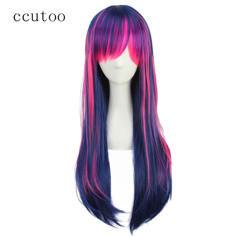 Ccutoo My Little Pony Twilight Sparkle 65 см синий, розовый, фиолетовый смешанный длинный прямой синтетический парик с челкой, вечерние парики для косплея ► Фото 1/1