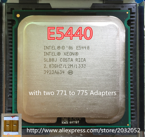 Оригинальный серверный процессор Intel Xeon E5440/2,83 ГГц/LGA771/кэш L2 12 МБ/четырехъядерный/(два адаптера 771-775) ► Фото 1/3