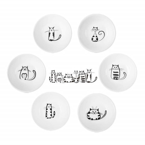 Креативная маленькая тарелка в форме кота, мини керамическая тарелка, мультяшное блюдо, креативная тарелка для закусок, салатный поднос, тарелка для соуса, 6 шт./se ► Фото 1/6