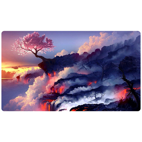 Игровой коврик с волшебными играми для торговых карт: вишневые цветущие деревья, цветущие в процветании, игровой коврик 60 см x 35 см (24 дюйма x 14 дюймов), размер ► Фото 1/6
