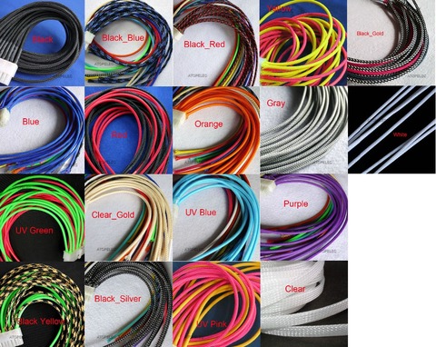 Обтягивающий Плетеный ПЭТ кабель длиной 2 м, шириной 3 мм, шириной 1/8 дюйма, черный/красный/оранжевый/желтый/зеленый/синий/серый/белый/прозрачный ► Фото 1/1