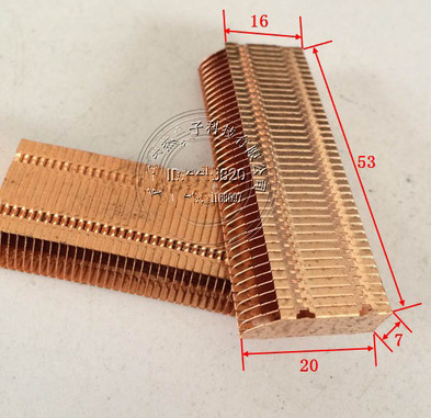 53*20*7 мм медный теплоотводящий плавник, теплопроводность, латунный плавник, радиатор, труба, медный теплоотвод, медные плавники ► Фото 1/1