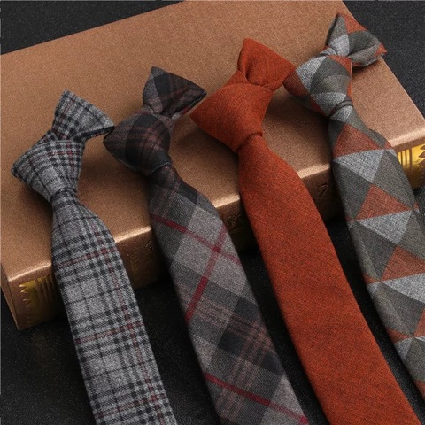 Оригинальный высококачественный хлопковый галстук jemybenс 2,4 ''тонкий клетчатый однотонный кашемировый галстук шерстяной мужской галстук дл... ► Фото 1/6
