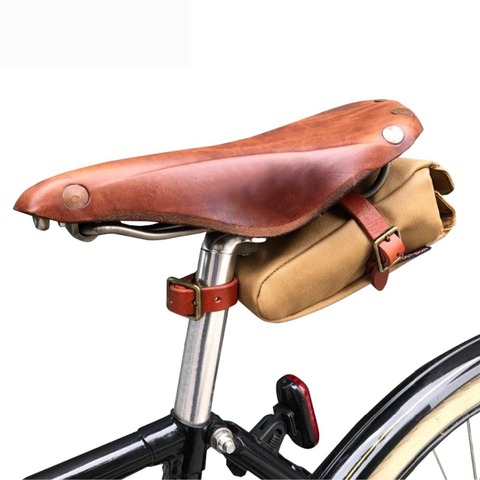 Tourbon винтажная сумка для велосипедного сиденья, чехол для велосипедного сиденья, сумка для телефона, вощеная ткань, водоотталкивающие аксес... ► Фото 1/6