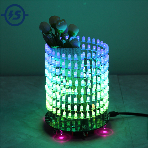 Светодиодный RGB-светильник Dream Circle, DIY Kit, модуль музыкального спектра 8х32, электронный Точечный светильник, забавный светодиодный светильник... ► Фото 1/6