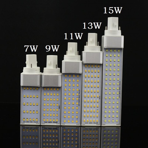 Лампочка E27 G24 G23 7 Вт 9 Вт 11 Вт 13 Вт 15 Вт 110 В 220 в 240 В, горизонтальная штепсельная лампа SMD2835 bombilas, светодиодный светильник ► Фото 1/6
