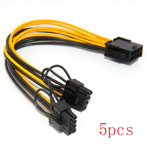 Горячая Распродажа 5 шт./лот ЦП 8pin гнездо до dual PCI-E PCI Express 8p( 6 + 2 контакта) штекер питания 18AWG провод для графики для BTC ► Фото 1/2