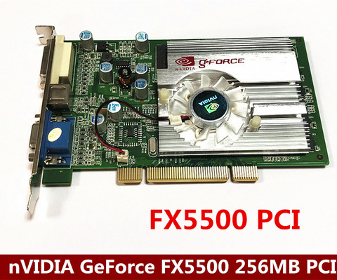 Видеокарта nVidia Geforce FX5500, 256 Мб, 128 бит, DDR, VGA/DVI, PCI, видеокарта, VGA карта ► Фото 1/4