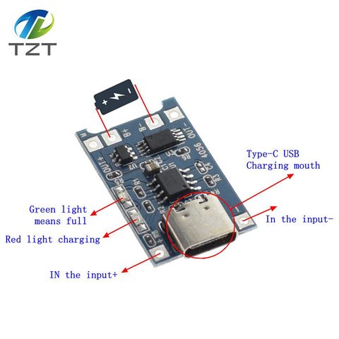 1 шт. TZT 5 в 1 а Тип c USB 18650 литиевая батарея зарядная плата модуль зарядного устройства + защита двойные функции хорошо ► Фото 1/6