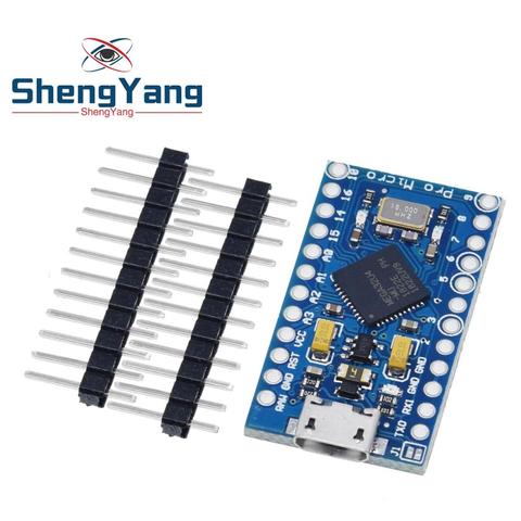 Pro Micro ATmega32U4 5 в 16 МГц, замена ATmega328 для Arduino Pro Mini на 2-рядный штырьковый разъем для Leonardo Mini Usb интерфейс ► Фото 1/6