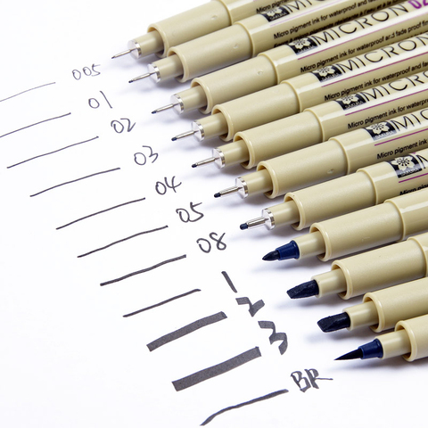Игольчатая ручка Sakura 4-13 разных размеров Pigma Micron, черная маркерная кисть XSDK, ручка-вкладыш для рисования эскизов, дизайн Манга, комикс ► Фото 1/6