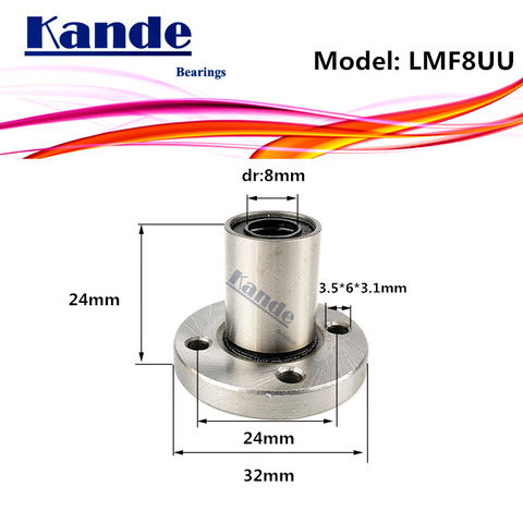 LMF8 UU 1 шт./лот LMF8UU круглый фланец линейный шарикоподшипник 8 мм LMF8 для 3D принтера SMF8UU Kande подшипники ► Фото 1/6