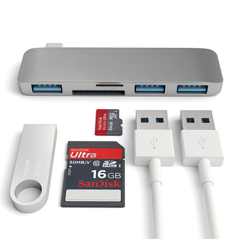 USB-хаб Mosible для USB Type-C, HDMI, Thunderbolt 3, адаптер USB 3,1 с кардридером PD, TF, SD, слотом для USB 3,0, порт для MacBook Pro/Air, концентратор Type-C ► Фото 1/6