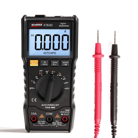 Цифровой мультиметр 6000 отсчетов, истинный RMS фонарик, цифровой вольтметр 1000 В 10A AC/DC Ом Амперметр ЖК-дисплей карманные мультиметры ET8102 ► Фото 1/1