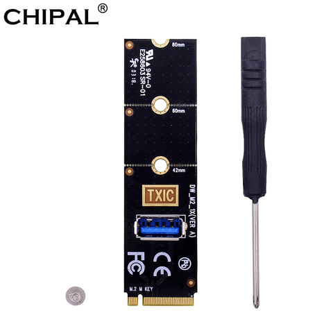 Переводная карта CHIPAL NGFF M.2 на USB 3,0, M2 M ключ к USB адаптер для PCI-E 1x до 16x Райзер-карта для майнинга биткоинов Litecoin ► Фото 1/6