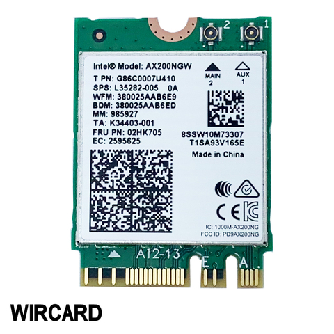 WIRCARD для двухдиапазонной беспроводной сети AX200 2400 Мбит/с AX200NGW NGFF M.2 Bluetooth 5,0 Wifi сетевая карта 2,4G/5G 802.11ac/ax ► Фото 1/4