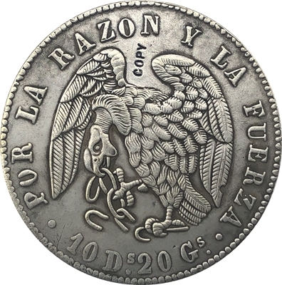 1839 Чили 8 Reales Монета КОПИЯ 39 мм ► Фото 1/2