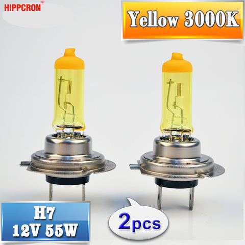 Hippcron H7 галогенная лампа, 12 в 55 вт желтый 3000K кварцевый стеклянный автомобильный светильник, автомобильная лампа, автомобильный светильник (2 шт.) ► Фото 1/4