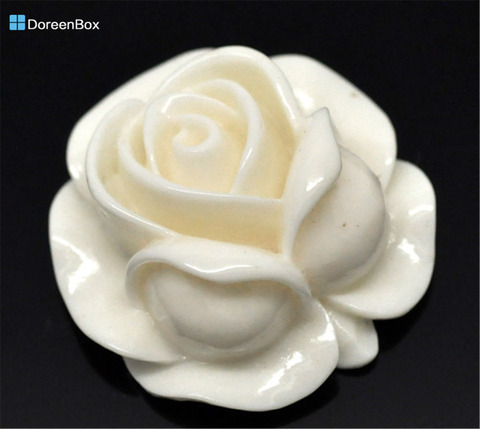 Doreen Box Lovely 20 слоновая кость, резина, цветок розы, украшения, ювелирные изделия, 27x27 мм (B15636) ► Фото 1/1