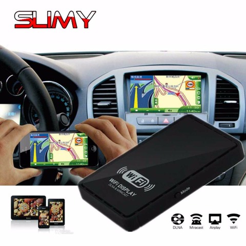 Автомобильный Wi-Fi дисплей Slimy, зеркальная коробка с Wi-Fi, зеркальная Ссылка для автомобиля, дома, видео, аудио, Miracast, DLNA, Airplay, зеркальное отображение экрана для IOS-флешки ► Фото 1/6