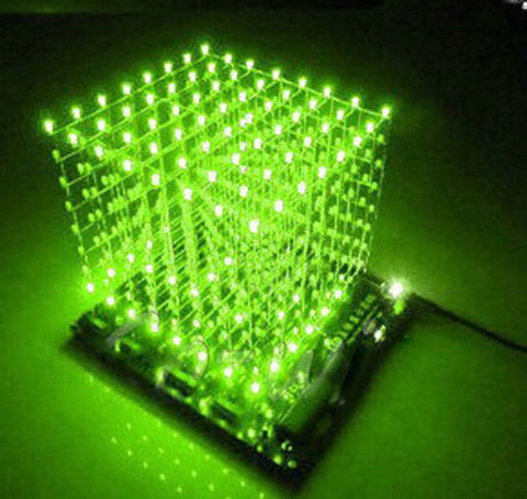 3D светильник квадратный комплект DIY 8x8x8 3 мм LED Cube Green Ray светодиодный ► Фото 1/3