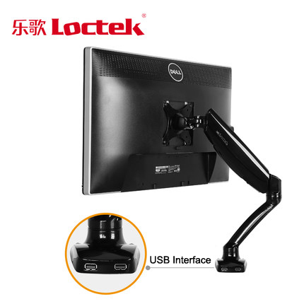 Настольная газовая пружина Loctek D5, держатель для ЖК-монитора 10-27 дюймов с 2 USB-портами, нагрузка 2-6,5 кг ► Фото 1/3