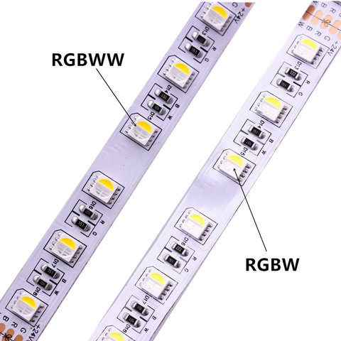 Светодиодная лента DC24V 5 М 5050 SMDRGBW RGBWW, 4 цвета в 1, гибкая светодиодная лента, светильник RGB + белый/теплый белый, внутреннее украшение ► Фото 1/6