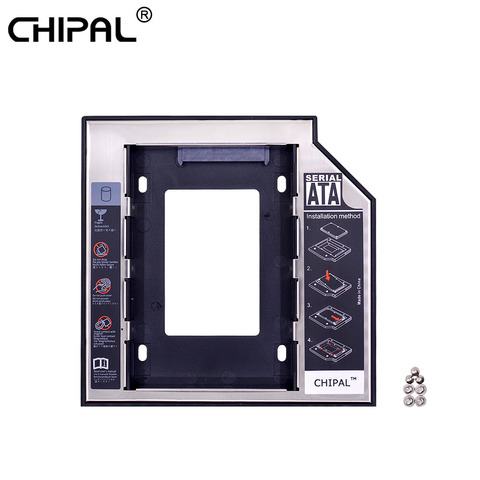 10 шт., алюминиевый Адаптер для установки второго жесткого диска CHIPAL Optibay, 12,7 мм SATA 3,0 2,5 дюйма, чехол для SSD, внешний корпус для DVD ► Фото 1/6