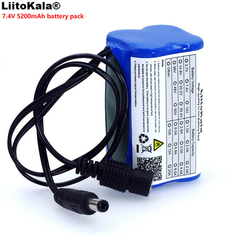 LiitoKala защита 7,4 V 5200 mAh 8,4 V 18650 Li-lon батарея велосипедные фары передняя фара специальный батарейный блок DC 5,5*2,1 мм ► Фото 1/5