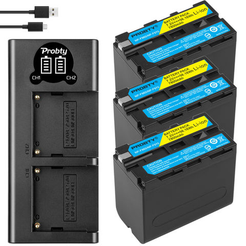 Аккумулятор NP F960 NP F970, светодиодный USB-зарядное устройство для Sony, светодиодный аккумулятор F970, светодиодный, с USB-зарядным устройством, для Sony, NP-F960, MC1500C, L10, TR555, VX2200E, D77 ► Фото 1/6
