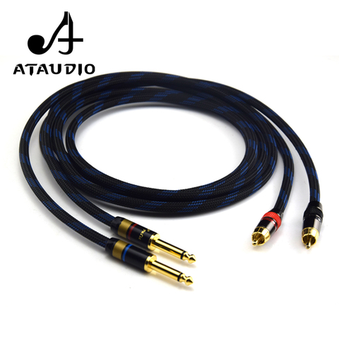 ATAUDIO 1 пара, Hi-Fi 6,35 мм в RCA кабель, высокое качество 4N OFC двойной 6,35 мм штекер Двойной RCA мужской аудио кабель ► Фото 1/6