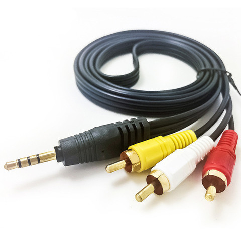 Аудиовидео AV-кабель со штекером 3,5 мм на 3 RCA Стандартный преобразователь с штекером AUX и стереопроводом 3RCA для динамиков, ТВ-приставок, CD, DVD-п... ► Фото 1/2